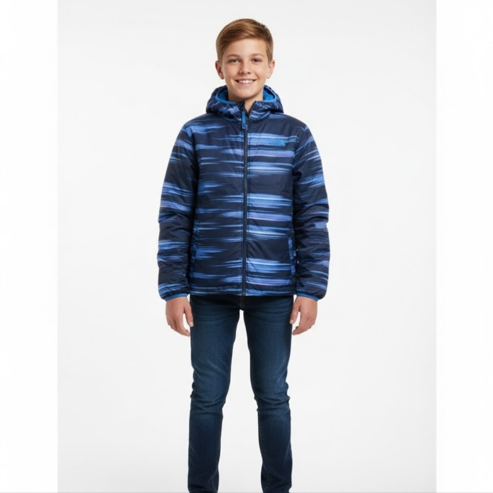 THE NORTH FACE Boy's‎ Reversible Puffer Winter Jacket Size XL Blue Black